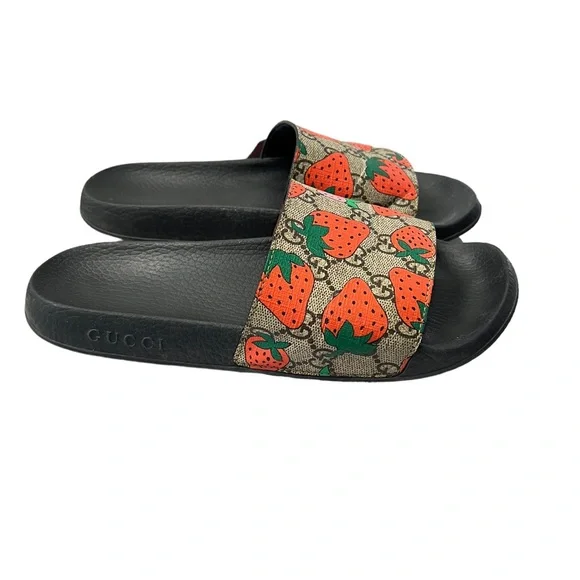 Gucci Black and Brown Strawberry Sandals - Picture 5 of 14